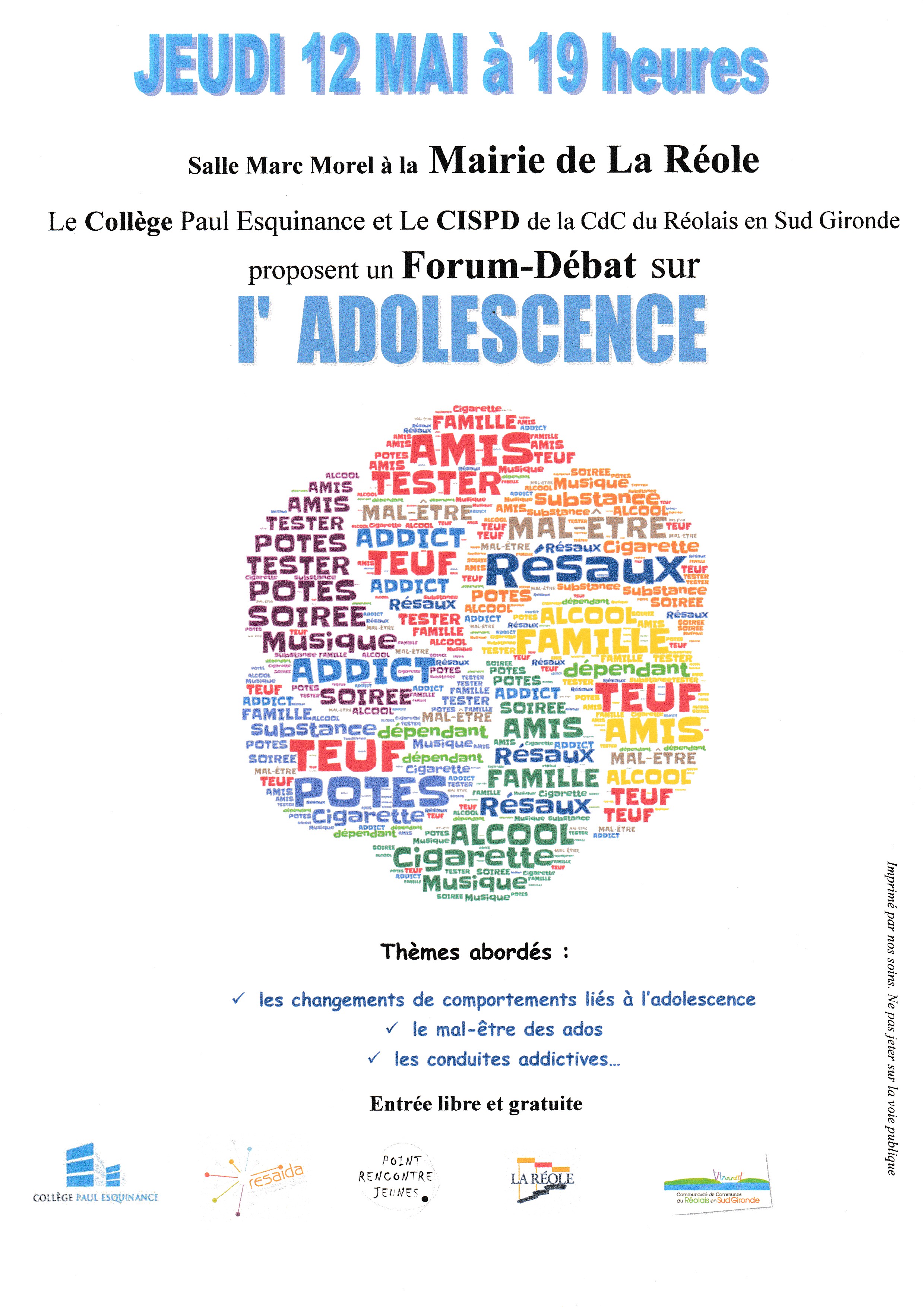 Affiche Conf. Adolescence 12 Mai 2016